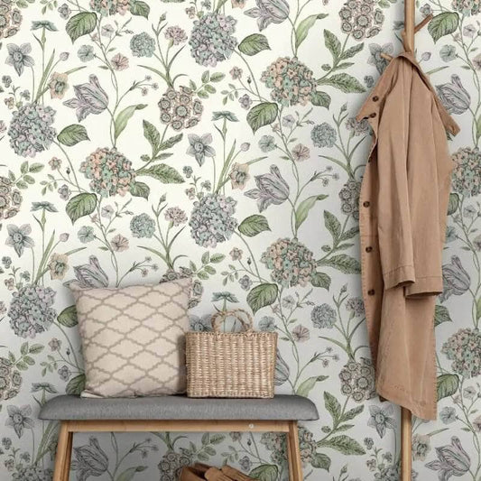 Rasch Amelie Hydrangea Cream Wallpaper - 260162