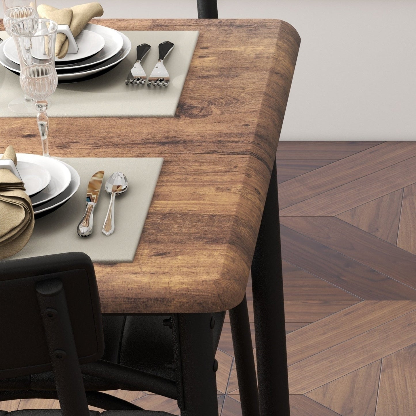 Ensemble de table à manger rectangulaire pour 4 personnes avec chaises rembourrées