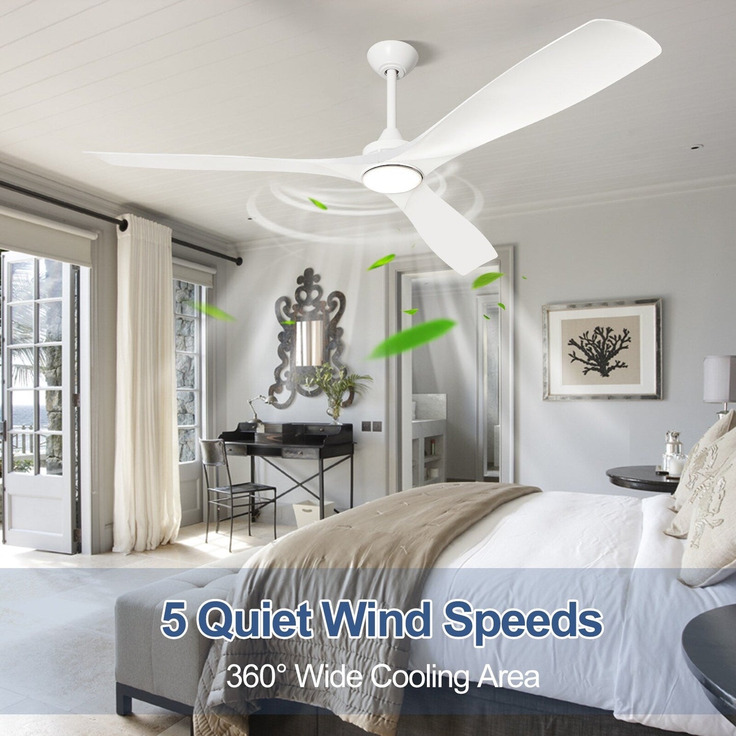 Ventilateur de plafond à télécommande avec éclairage, à montage encastré