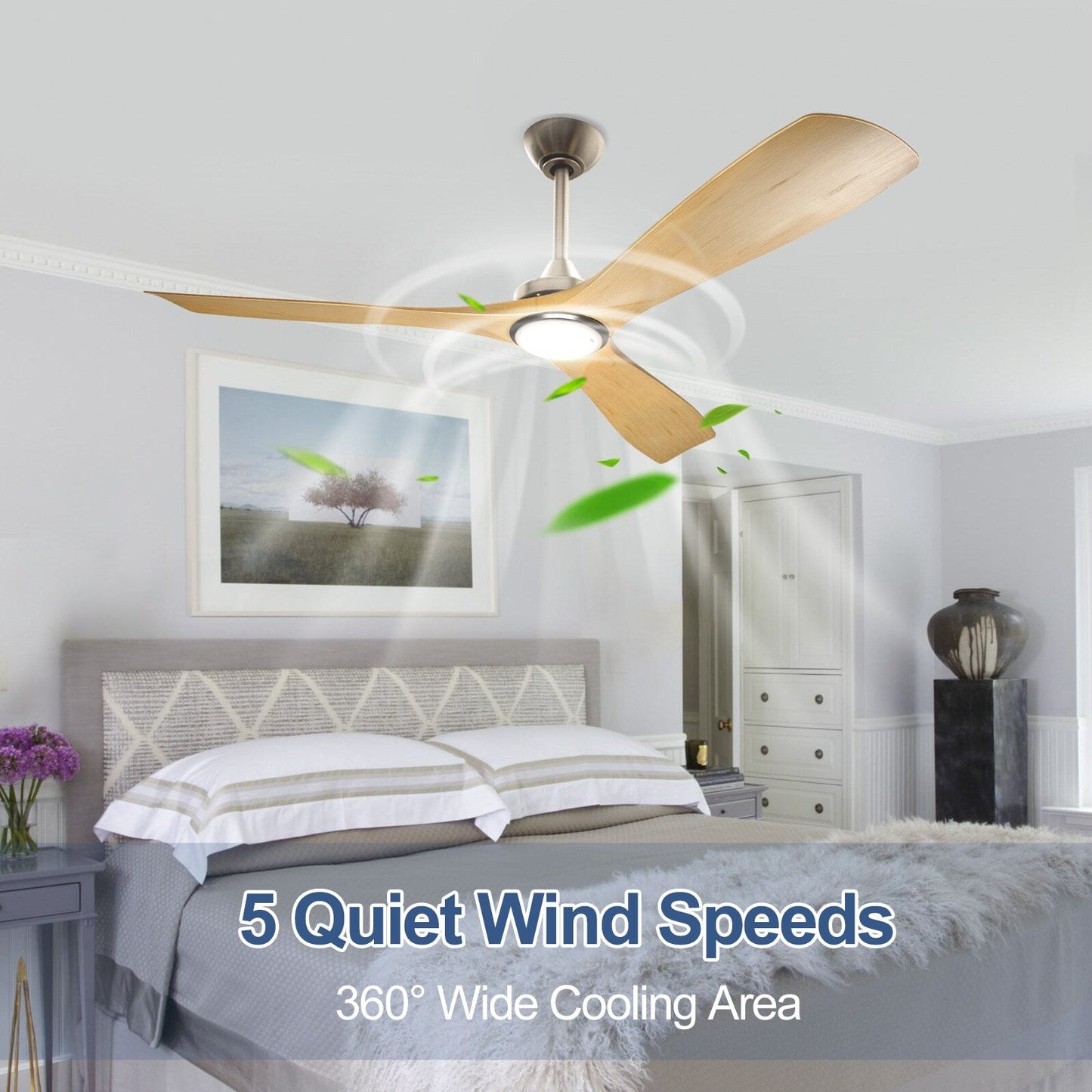 Ventilateur de plafond à télécommande avec éclairage, à montage encastré