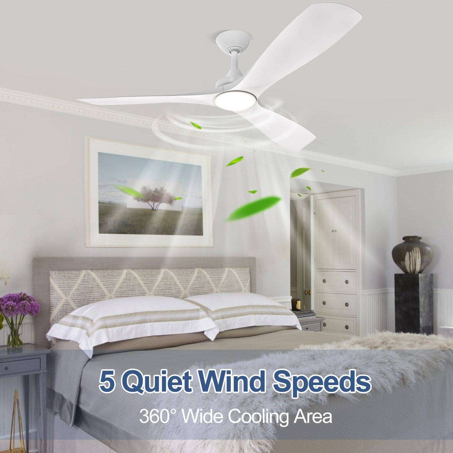 Ventilateur de plafond à télécommande avec éclairage, à montage encastré