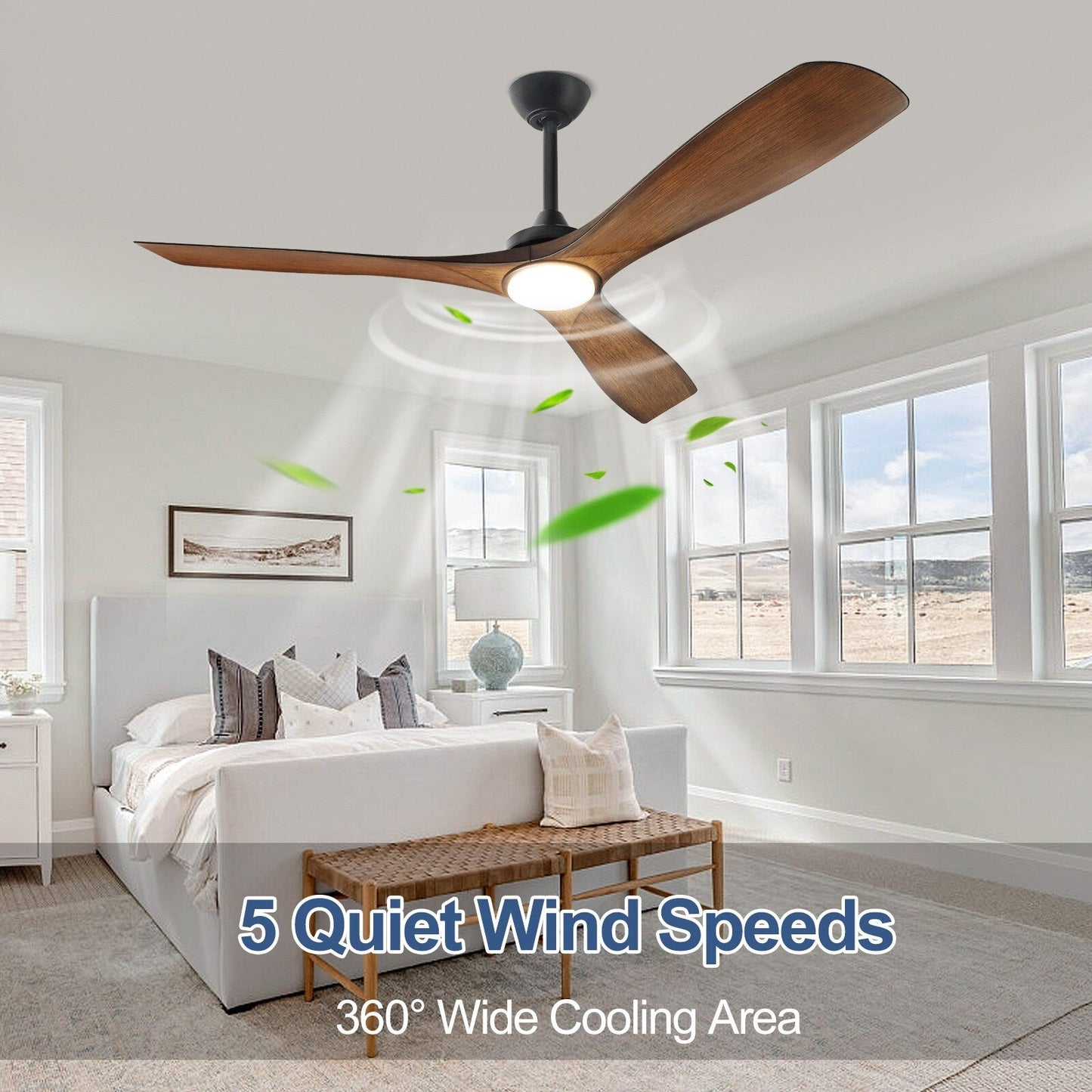 Ventilateur de plafond à télécommande avec éclairage, à montage encastré