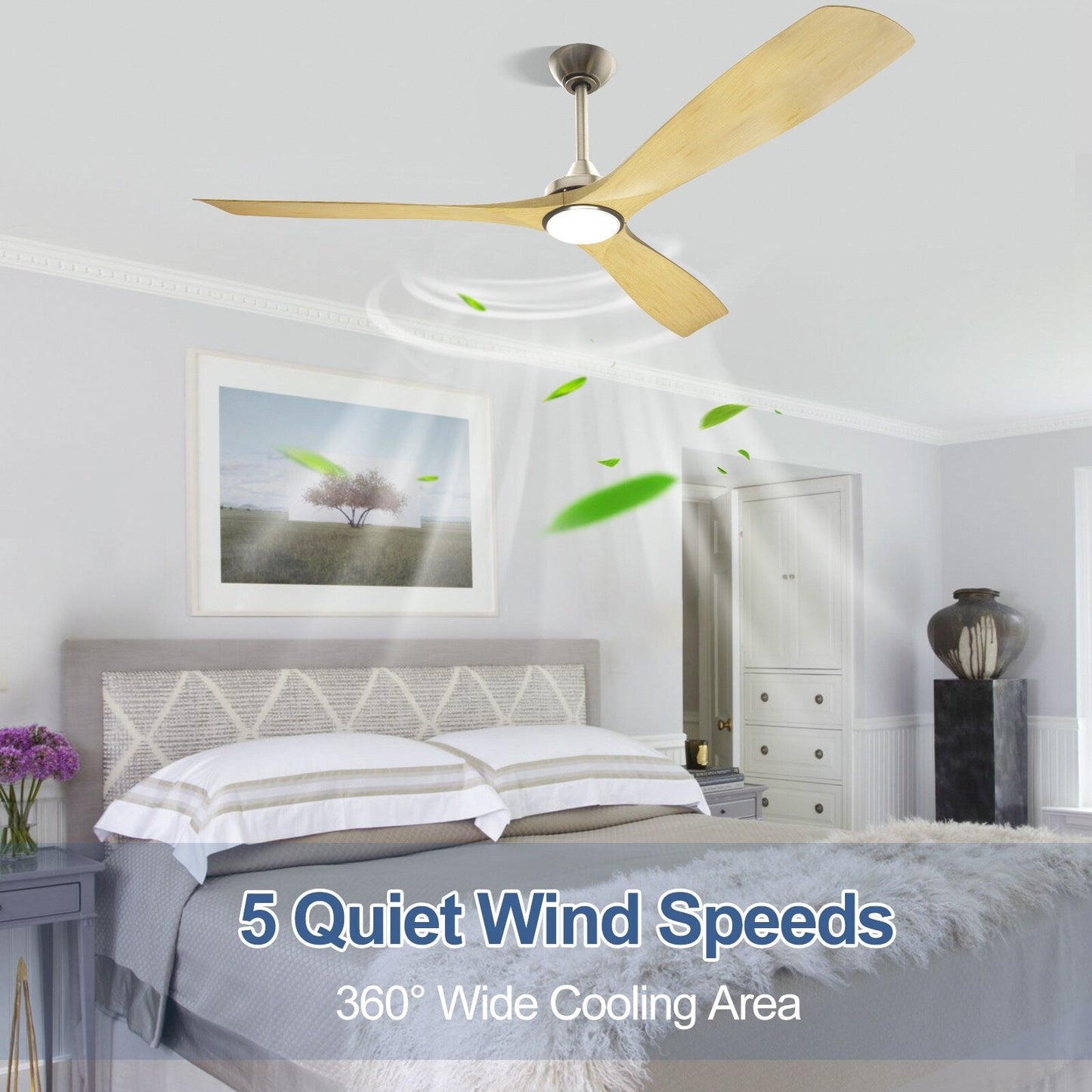 Ventilateur de plafond à télécommande avec éclairage, à montage encastré