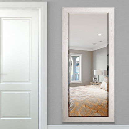 Grand miroir en bois de récupération - Blanc vieilli - 62X27
