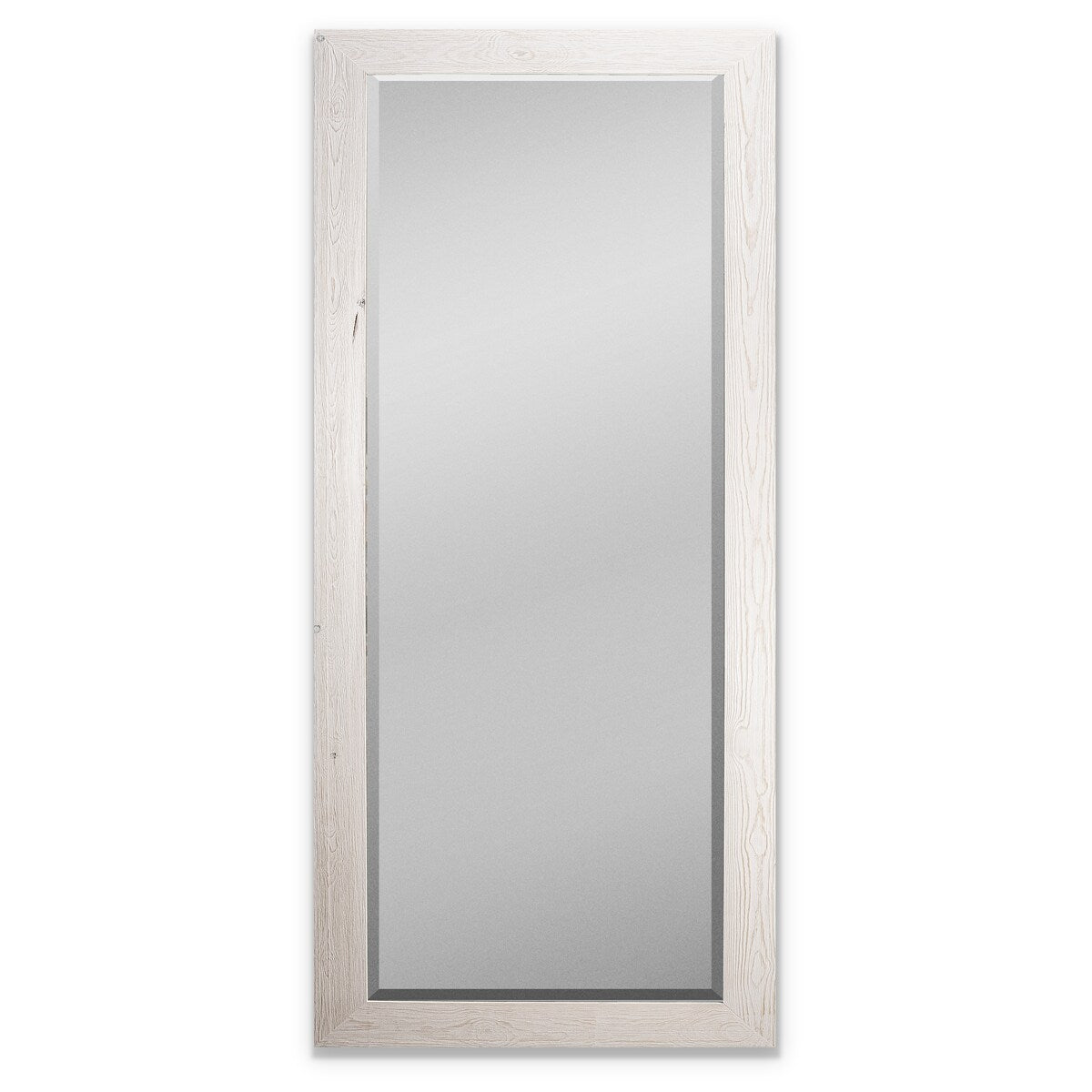 Grand miroir en bois de récupération - Blanc vieilli - 62X27