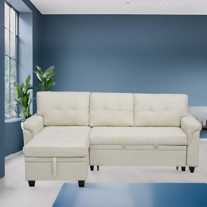 Canapé d'angle réversible avec lit escamotable, chaise longue avec rangement intégré, pieds robustes,