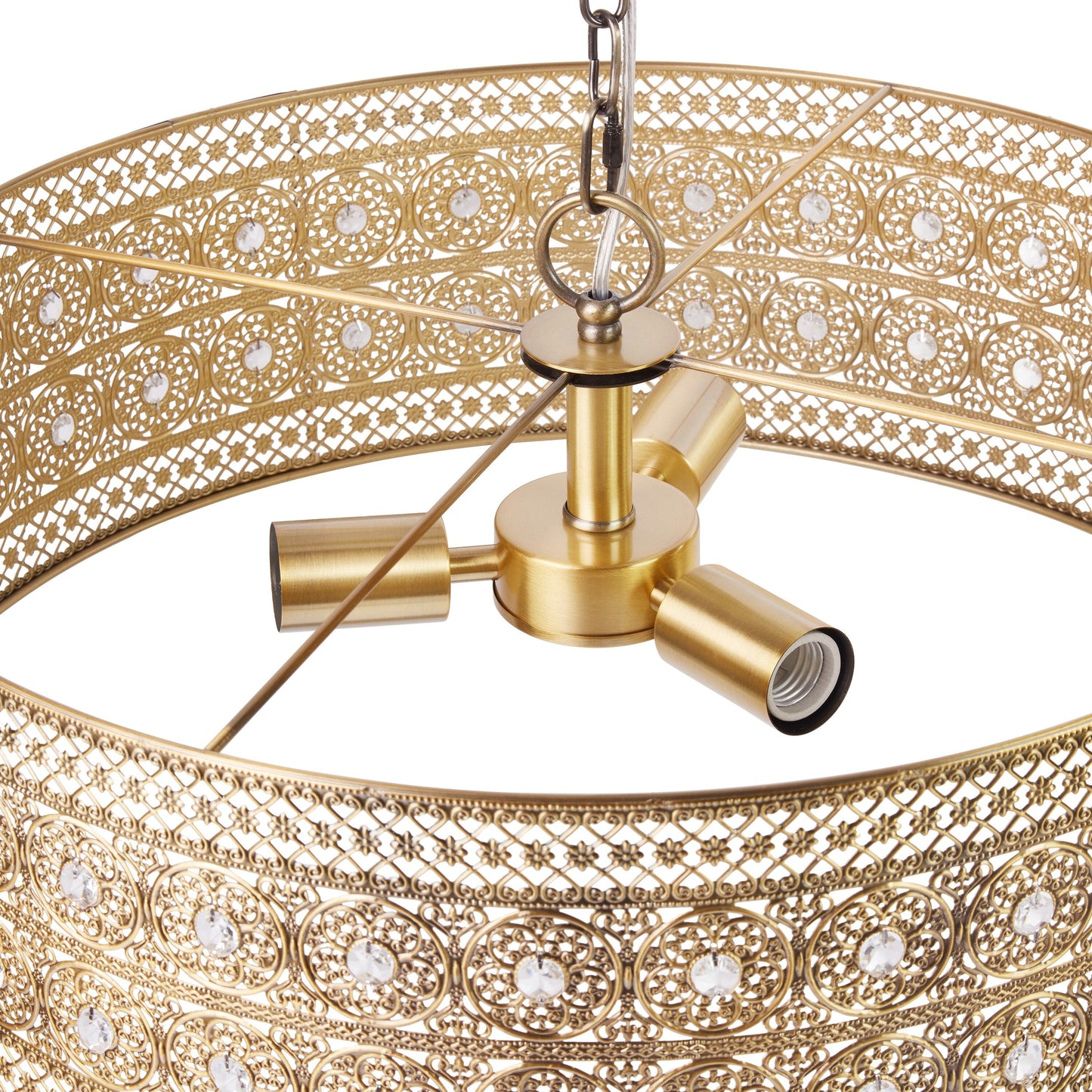 Luminaire suspendu River of Goods Bryar en laiton et cristal, 23,5 W, 3 lumières - 23,5 x 23,5 x 61,5