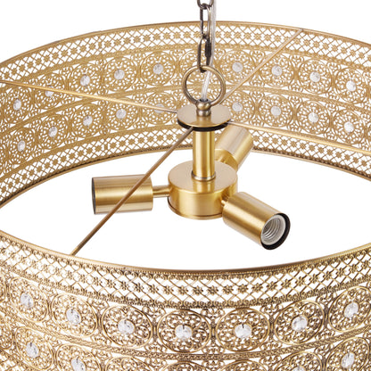 Luminaire suspendu River of Goods Bryar en laiton et cristal, 23,5 W, 3 lumières - 23,5 x 23,5 x 61,5