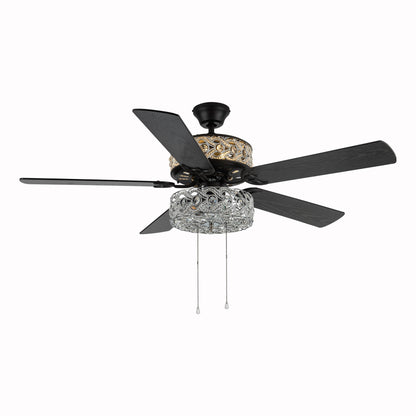 Ventilateur de plafond LED River of Goods Olivia, finition bronze huilé/cristal, 52 pouces - 52L x 52l x 18.25H - 52L x 52l x 18.25H