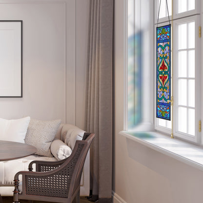 Panneau de fenêtre en verre dépoli à motifs de fleur de lis de style victorien de River of Goods - 24,1 cm (L) x 0,6 cm (l) x 91,4 cm (H)