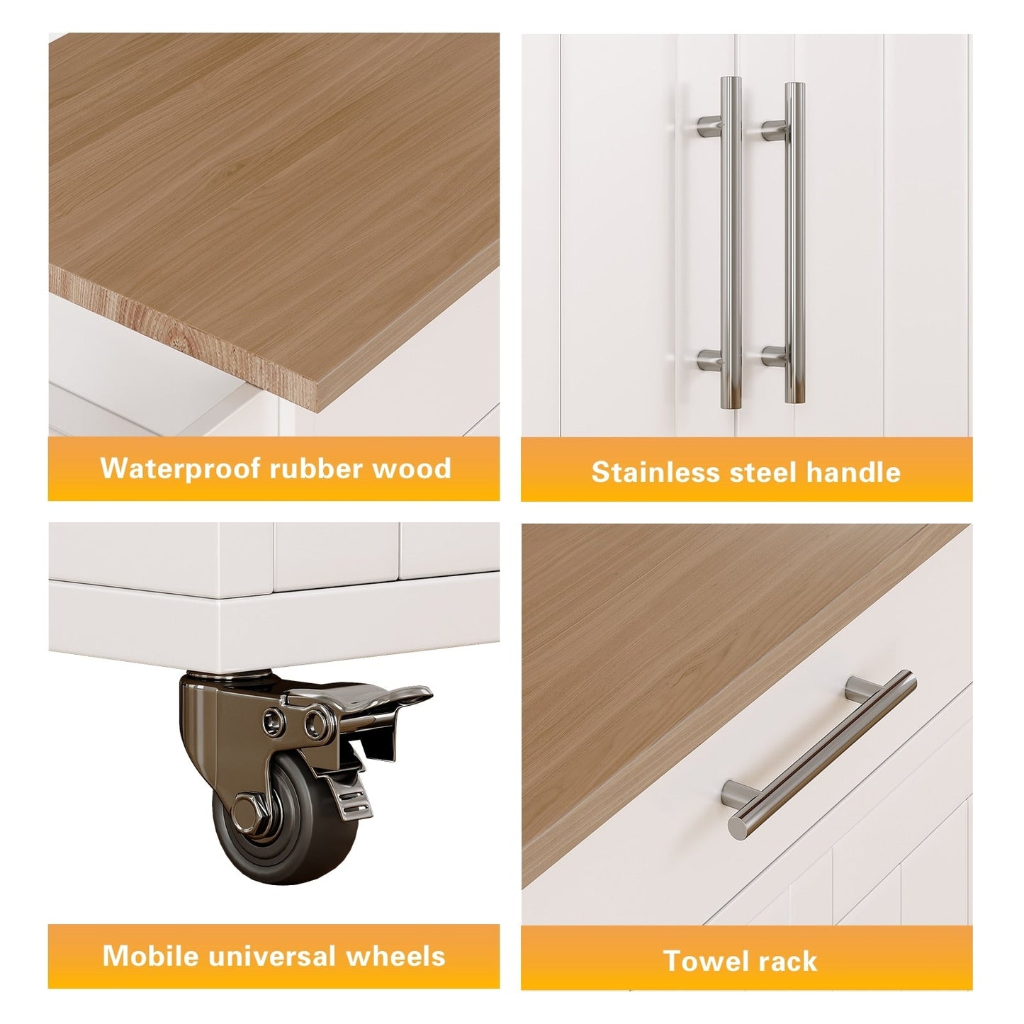 Îlot roulant de cuisine avec rangement