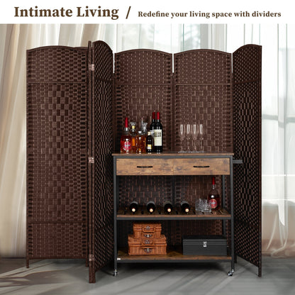 Paravent de séparation de pièce, hauteur 1,8 m, en fibre tressée, pliable, pour plus d'intimité.