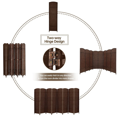 Paravent de séparation de pièce, hauteur 1,8 m, en fibre tressée, pliable, pour plus d'intimité.