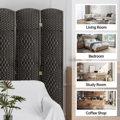 Paravent de séparation de pièce, hauteur 1,8 m, en fibre tressée, pliable, pour plus d'intimité.