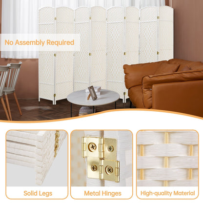 Paravent de séparation de pièce, hauteur 1,8 m, en fibre tressée, pliable, pour plus d'intimité.