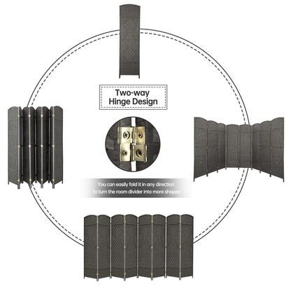 Paravent de séparation de pièce, hauteur 1,8 m, en fibre tressée, pliable, pour plus d'intimité.