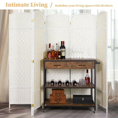 Paravent de séparation de pièce, hauteur 1,8 m, en fibre tressée, pliable, pour plus d'intimité.