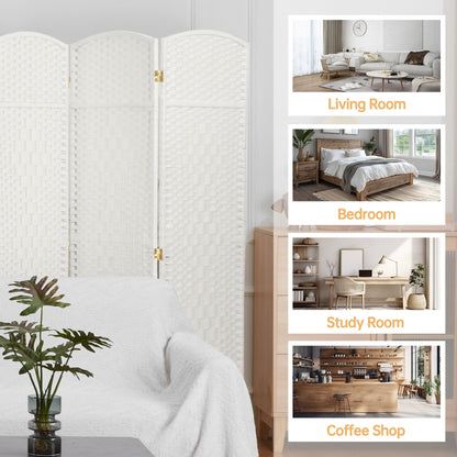 Paravent de séparation de pièce, hauteur 1,8 m, en fibre tressée, pliable, pour plus d'intimité.