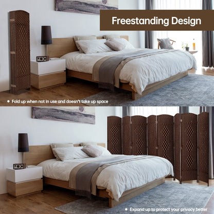 Paravent de séparation de pièce, hauteur 1,8 m, en fibre tressée, pliable, pour plus d'intimité.