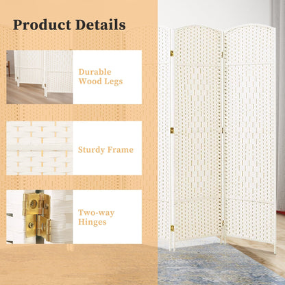 Paravent de séparation de pièce, hauteur 1,8 m, en fibre tressée, pliable, pour plus d'intimité.