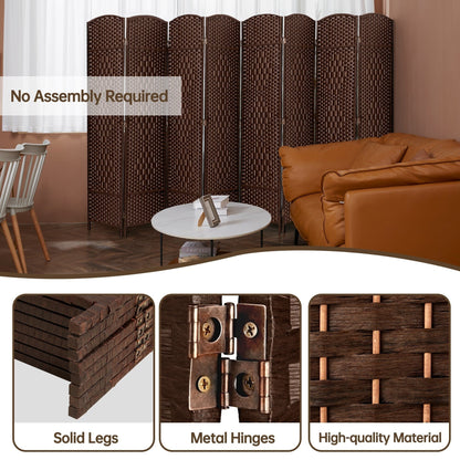 Paravent de séparation de pièce, hauteur 1,8 m, en fibre tressée, pliable, pour plus d'intimité.