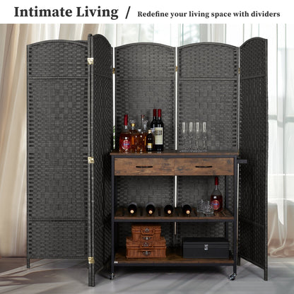 Paravent de séparation de pièce, hauteur 1,8 m, en fibre tressée, pliable, pour plus d'intimité.