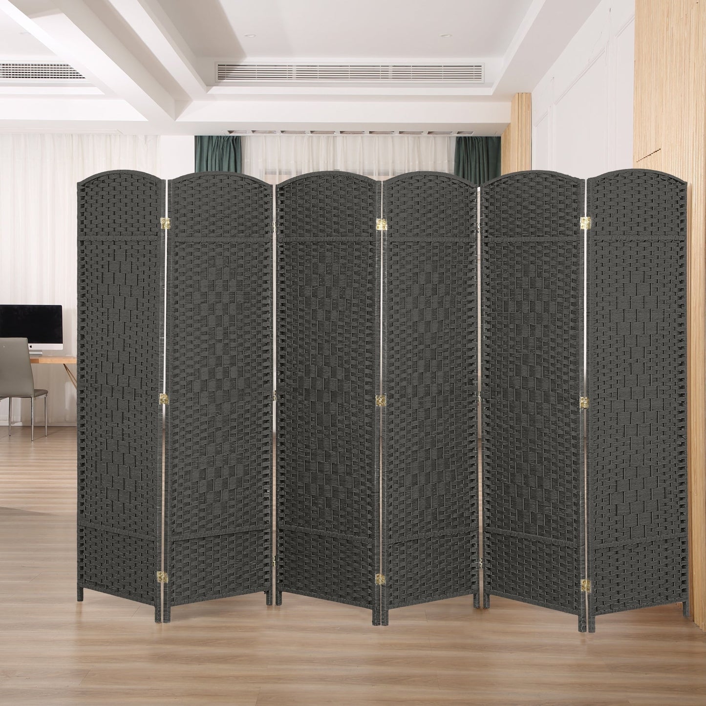 Paravent de séparation de pièce, hauteur 1,8 m, en fibre tressée, pliable, pour plus d'intimité.