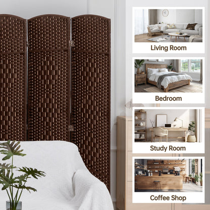 Paravent de séparation de pièce, hauteur 1,8 m, en fibre tressée, pliable, pour plus d'intimité.