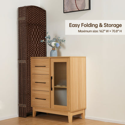 Paravent de séparation de pièce, hauteur 1,8 m, en fibre tressée, pliable, pour plus d'intimité.