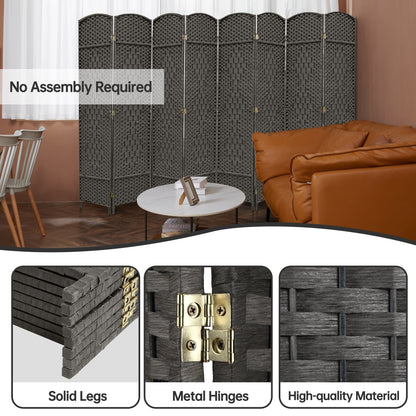 Paravent de séparation de pièce, hauteur 1,8 m, en fibre tressée, pliable, pour plus d'intimité.