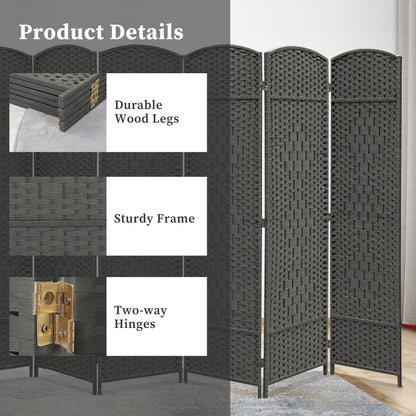 Paravent de séparation de pièce, hauteur 1,8 m, en fibre tressée, pliable, pour plus d'intimité.