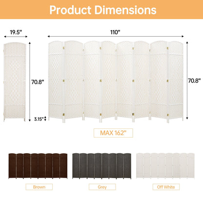 Paravent de séparation de pièce, hauteur 1,8 m, en fibre tressée, pliable, pour plus d'intimité.