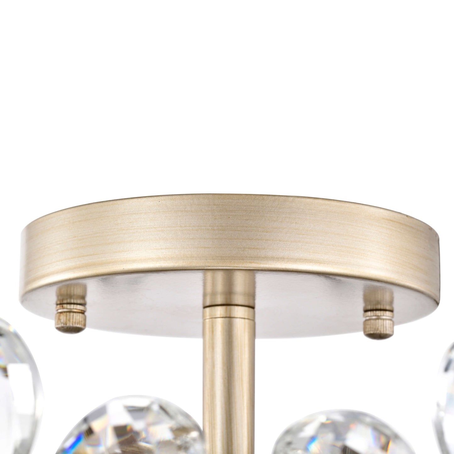 Rosa Plafonnier à 6 lumières avec cristaux en forme de fleur, couleur champagne argenté brossé - 45 cm de diamètre x 22 cm de hauteur