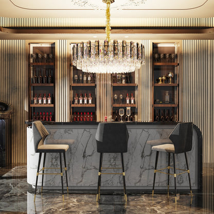 Suspension lumineuse à plusieurs couches de cristal rond avec éclairage à 3 couleurs.