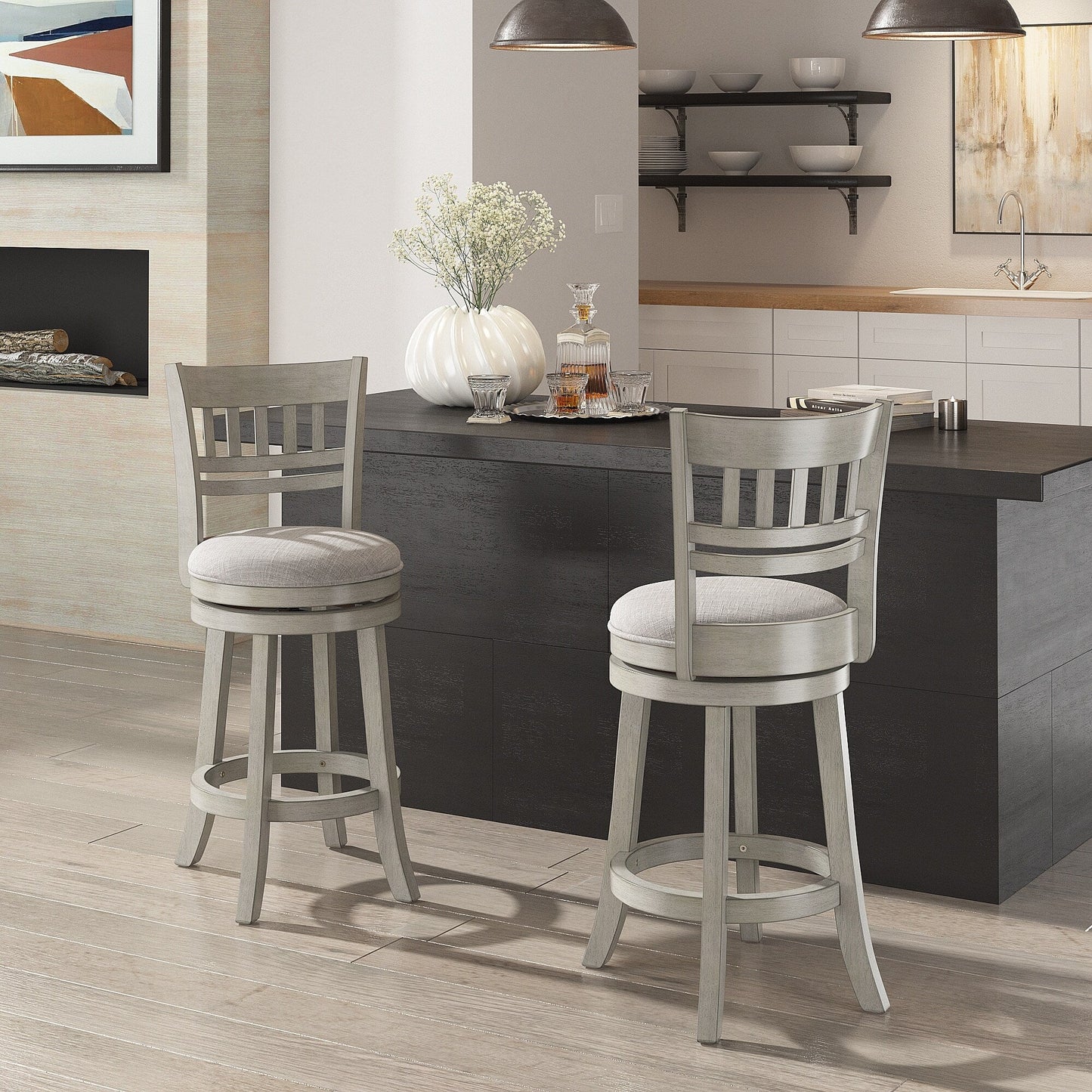 Rovinj Lattice Back 24H Swivel Counter Height Stool