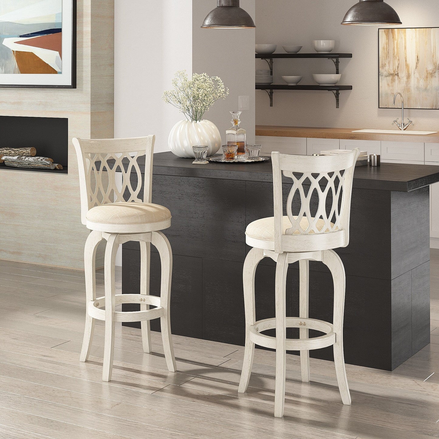 Tabouret de bar pivotant avec dossier incurvé Rovinj