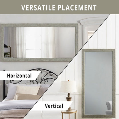 Grand miroir mural rustique - Miroir pleine longueur rectangulaire avec cadre en bois 66 x 32 pouces pour salon, chambre à coucher