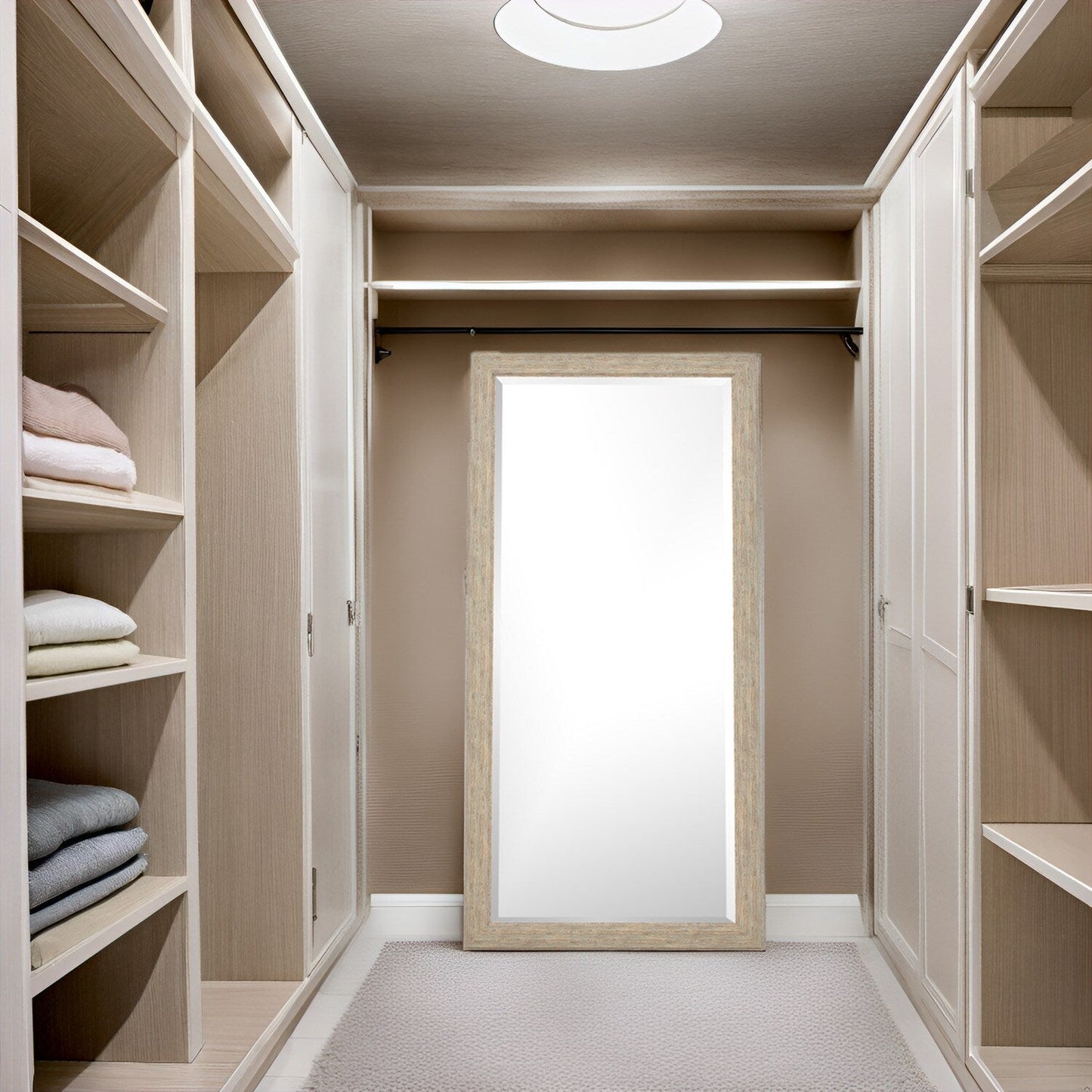 Grand miroir mural rustique - Miroir pleine longueur rectangulaire avec cadre en bois 66 x 32 pouces pour salon, chambre à coucher