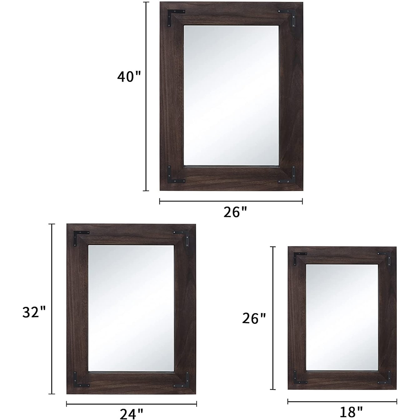 Rustic Wooden Framed Wall Mirror, Natural Wood Bathroom Vanity Mirror