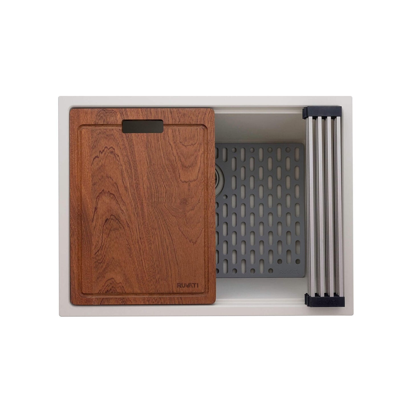 Ruvati Lavabo de cuisine à encastrer sous plan de travail Ruvati 25 pouces, couleur blanc chaud, modèle RVG2321WB