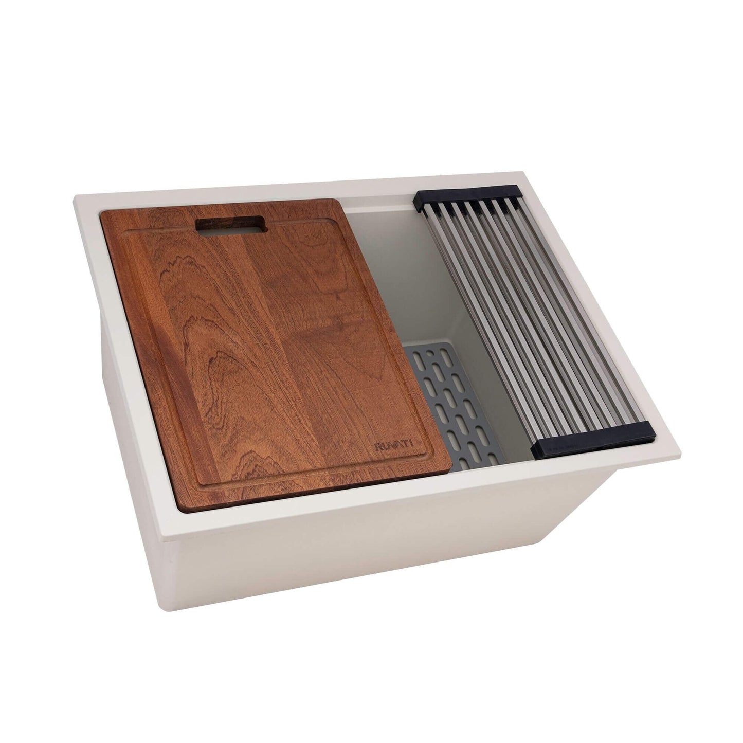 Ruvati Lavabo de cuisine à encastrer sous plan de travail Ruvati 25 pouces, couleur blanc chaud, modèle RVG2321WB