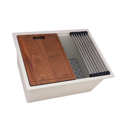 Ruvati Lavabo de cuisine à encastrer sous plan de travail Ruvati 25 pouces, couleur blanc chaud, modèle RVG2321WB