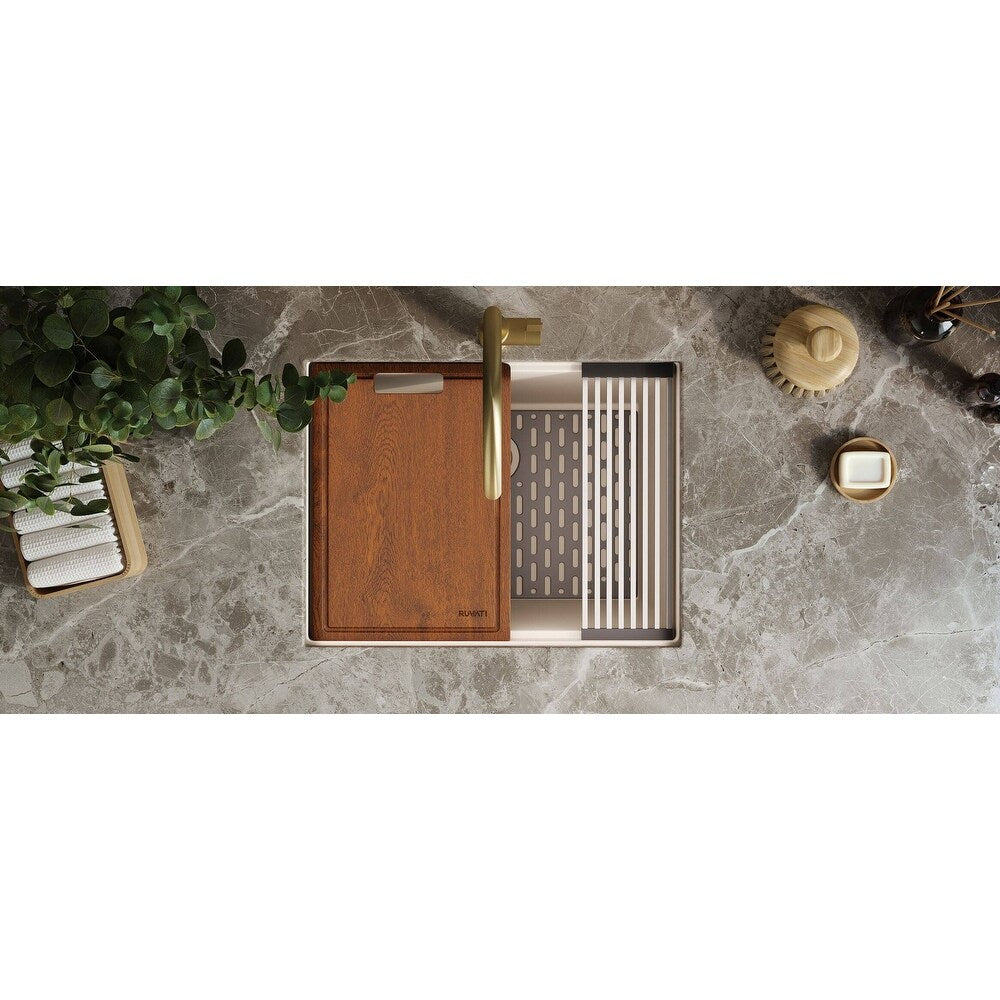 Ruvati Lavabo de cuisine à encastrer sous plan de travail Ruvati 25 pouces, couleur blanc chaud, modèle RVG2321WB