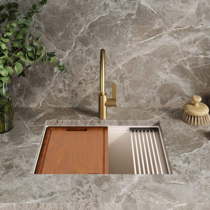 Ruvati Lavabo de cuisine à encastrer sous plan de travail Ruvati 25 pouces, couleur blanc chaud, modèle RVG2321WB