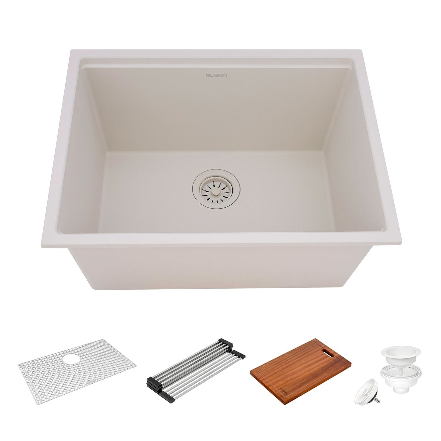 Ruvati Lavabo de cuisine à encastrer sous plan de travail Ruvati 25 pouces, couleur blanc chaud, modèle RVG2321WB