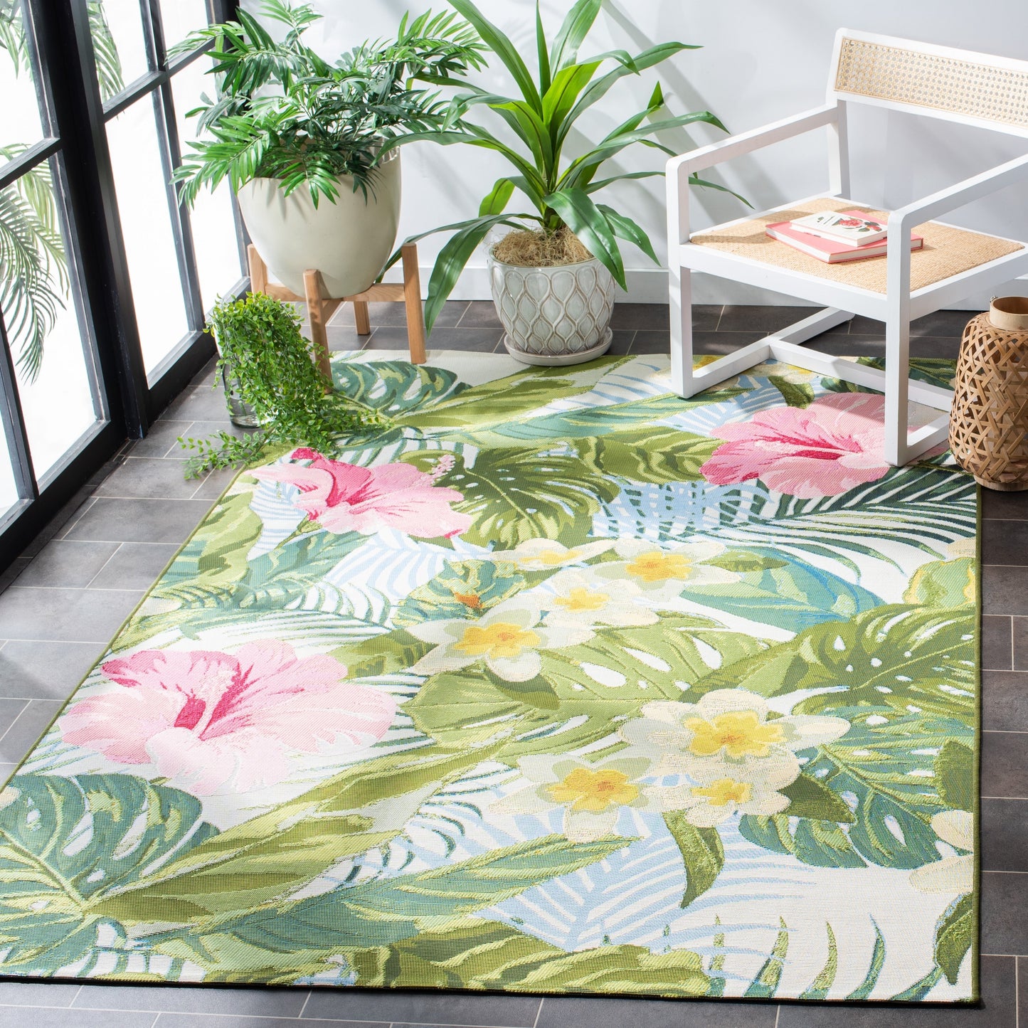 SAFAVIEH Barbados Agustina Tropical Indoor/ Outdoor Waterproof Patio Backyard Rug