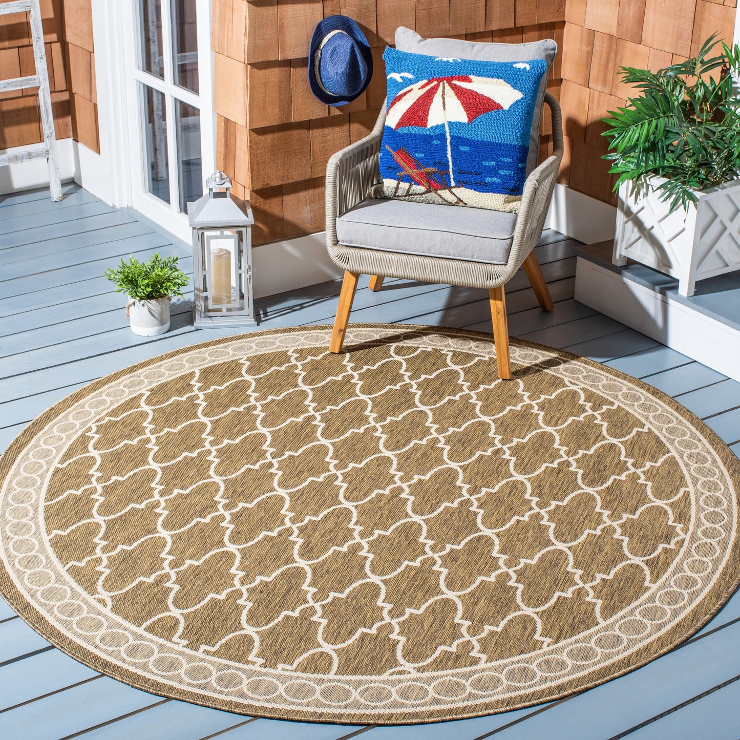 SAFAVIEH Courtyard Janell Trellis Indoor/ Outdoor Waterproof Patio Backyard Rug