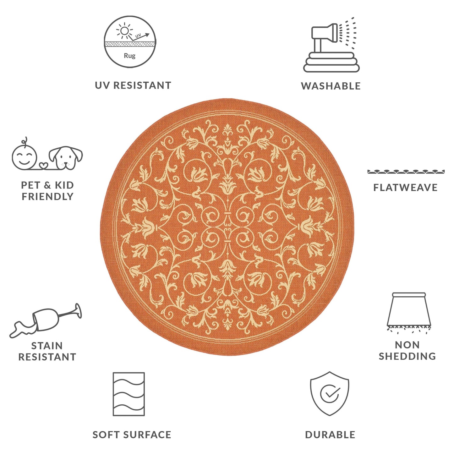 SAFAVIEH Courtyard Miljeta Indoor/ Outdoor Waterproof Patio Backyard Rug