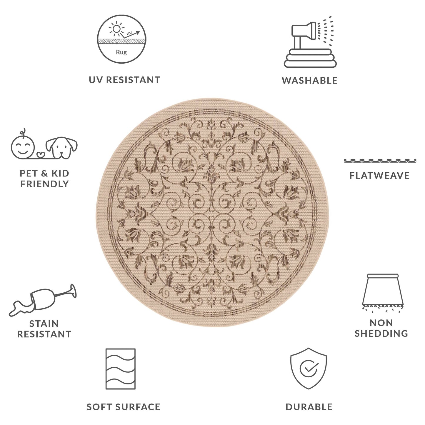 SAFAVIEH Courtyard Miljeta Indoor/ Outdoor Waterproof Patio Backyard Rug