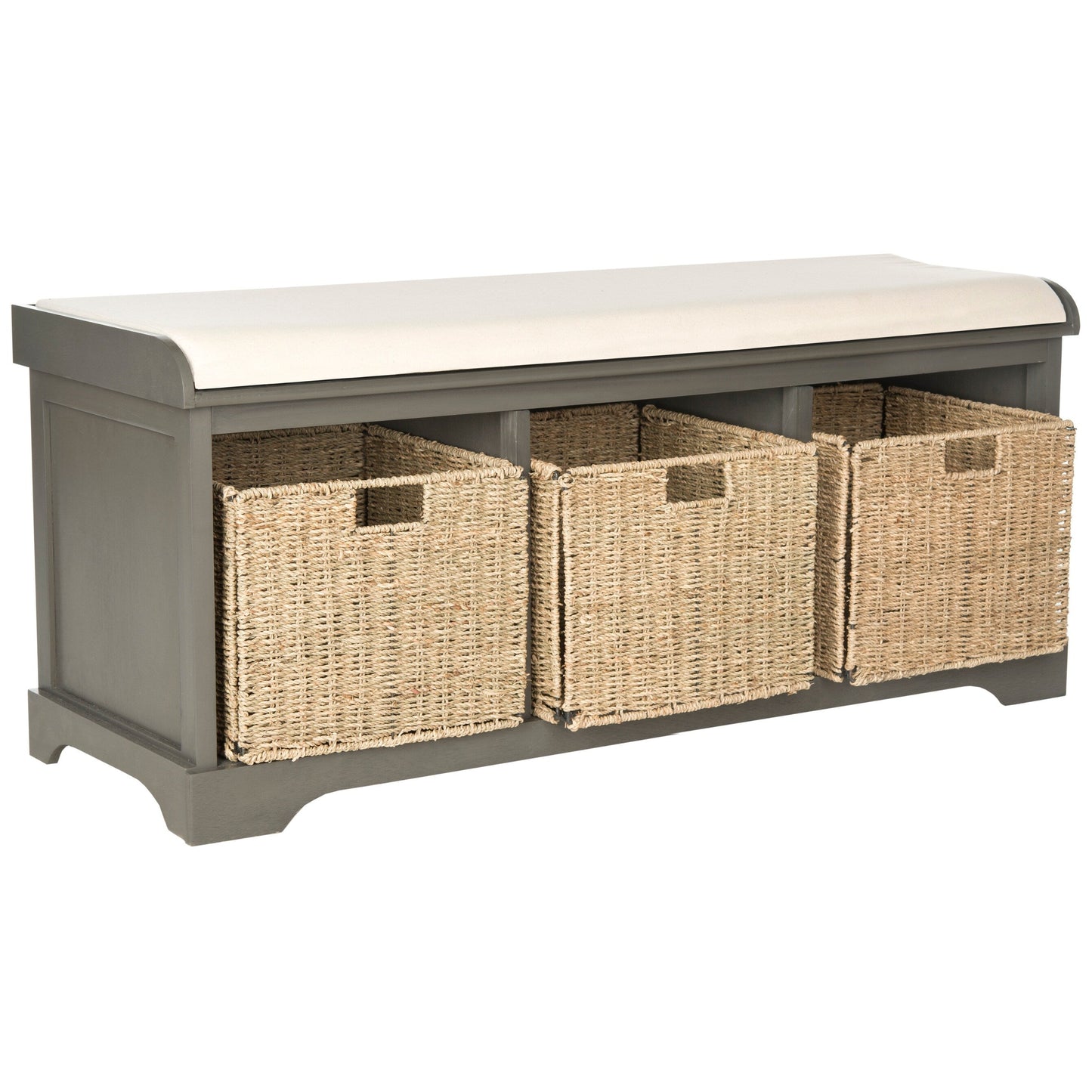 Banc de rangement SAFAVIEH Eola gris/blanc - 119 x 41 x 50 cm - 119L x 41P x 50H